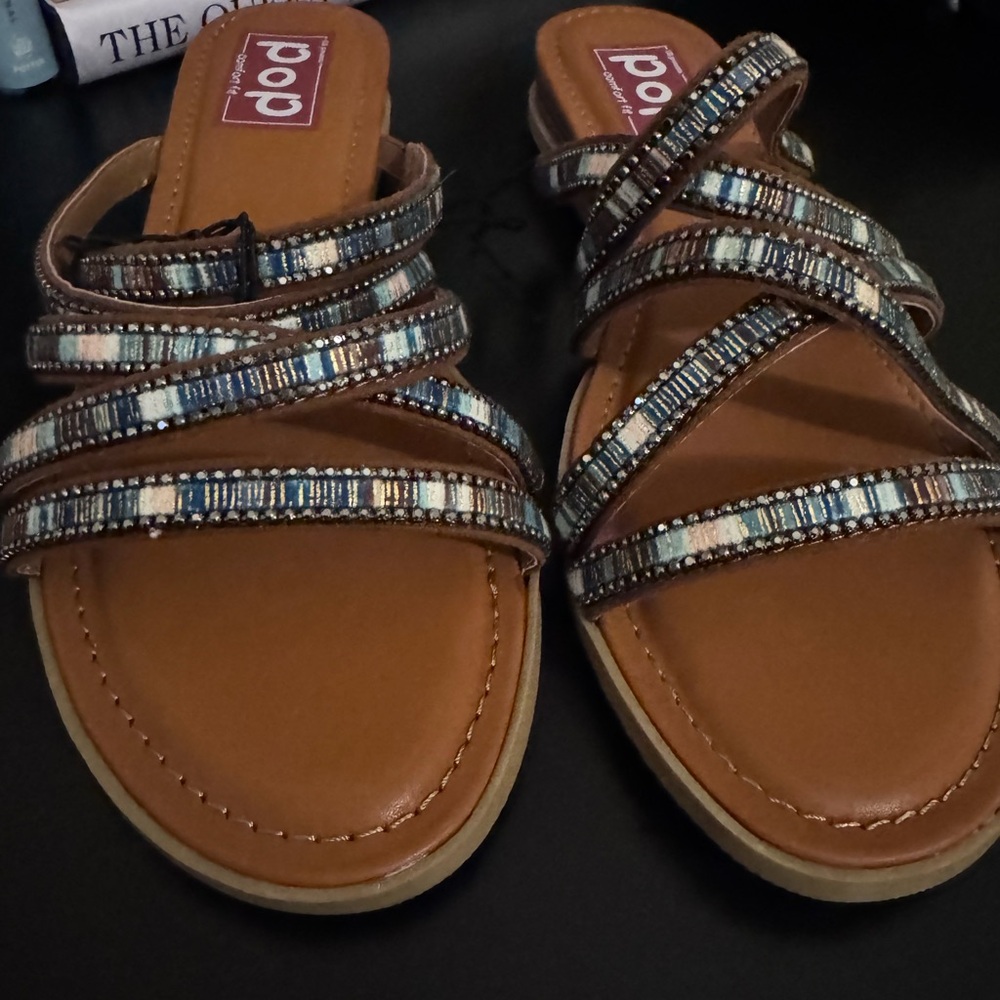 Pop Brown Rhinestone Sandals - Picture 5 of 13